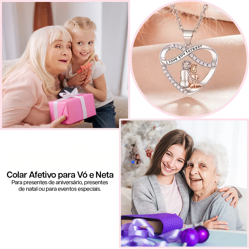 Colar Afetivo para Avó e Neta I Love You Forever - Roses Jolie