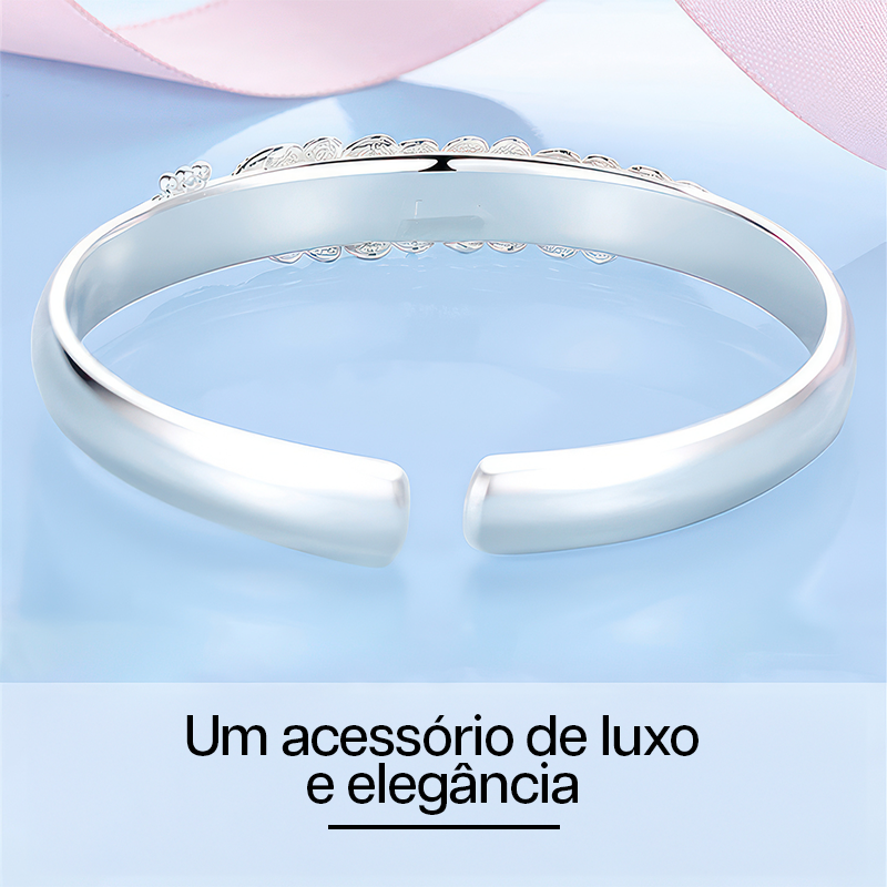 Bracelete de Prata 925 Flower Plate - Roses Jolie